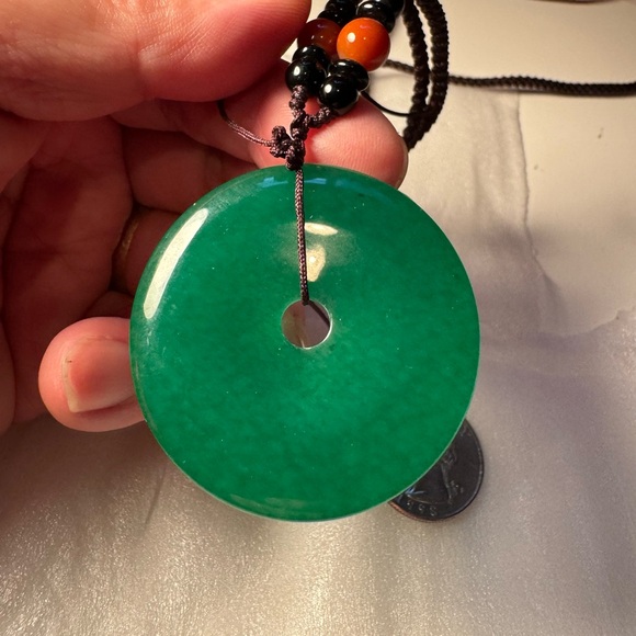 Beautiful Natural Jade Agate Green Chalcedony Pendant Necklace , SIZE：45*45 MM - Picture 1 of 11